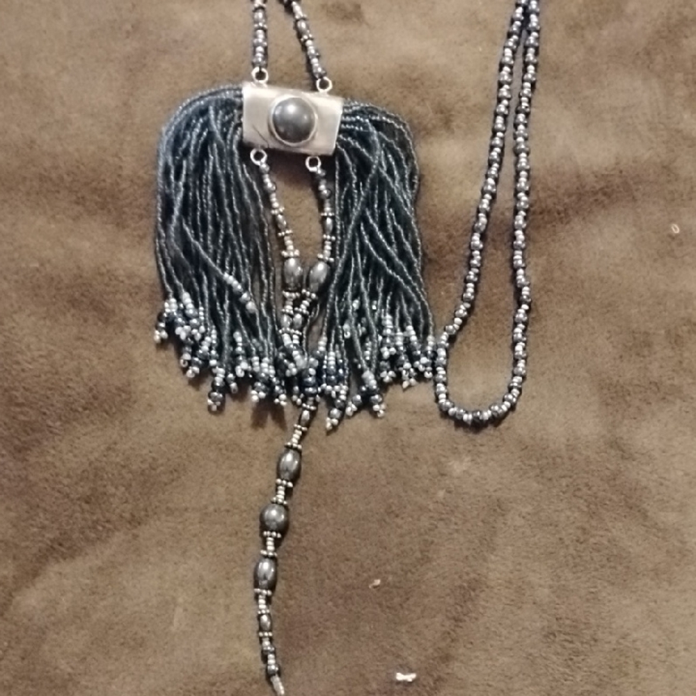 Vintage Navajo Sterling Silver Tassel Necklace